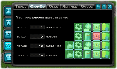 Inventory control panel, capability tab