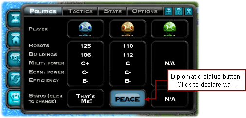 Military control panel, declaring war